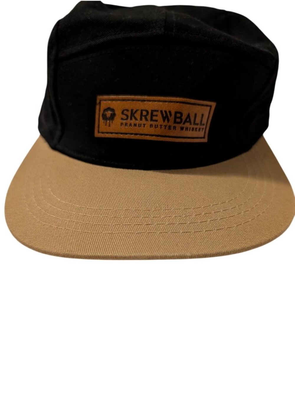 Skrewball Peanut Butter Whiskey Logo Black & Tan Adjustable Cotton Hat